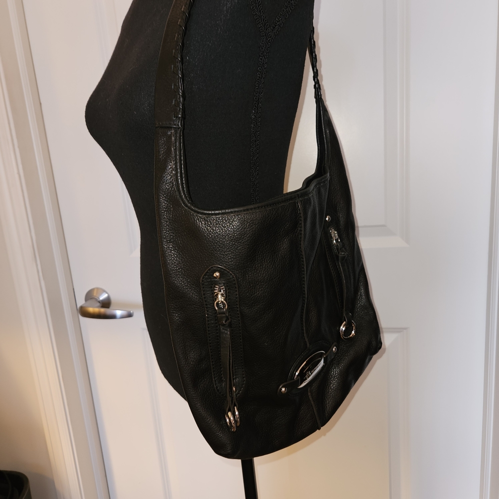 b. makowsky Black Leather Hobo Bag